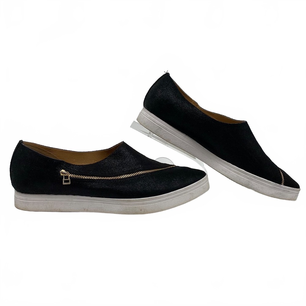 Ali Black Sneakers Almond Toe Zipper Accent | Womens 40EU